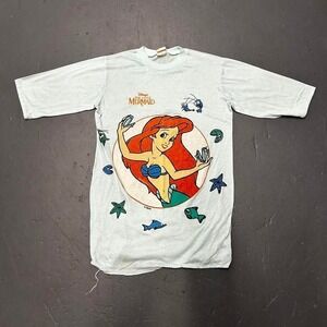 Women's 1980s Disney The little mermaid movie promo big print graphic Tshirt